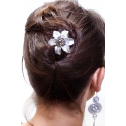 Barrette cheveux fleur Marie argentée