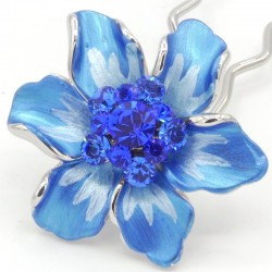 Barrettes cheveux fleur Marie bleue