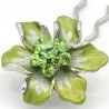 Barrette cheveux fleur Marie verte