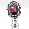Barrette chignon steampunk camée rouge