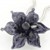 Barrette chignon fleur oblongue noire