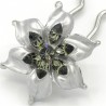 Barrette chignon fleur oblongue argentée