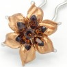 Barrette chignon fleur oblongue marron