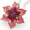 Barrette chignon fleur oblongue rouge