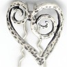 Accessoire coiffure coeur argenté vieilli
