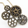 Barrette cheveux steampunk engrenage doré vieilli