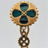 Barrette steampunk trèfle bleue