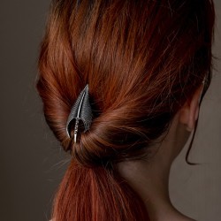 Épingle à Chignon Bohème Plume Ambre - Chignon bohème chic
