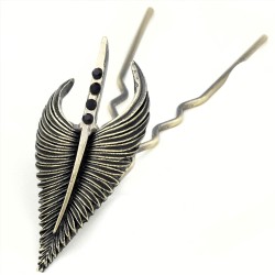 Epingle Cheveux Plume noire - coiffure celtique ou coiffure bohème