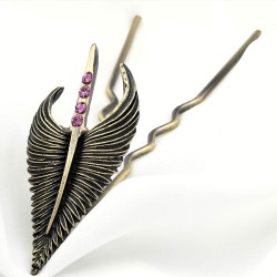 Pince à Cheveux Plume noire - coiffure celtique ou coiffure bohème