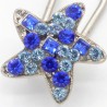 Epingle à chignon étoile strass bleue