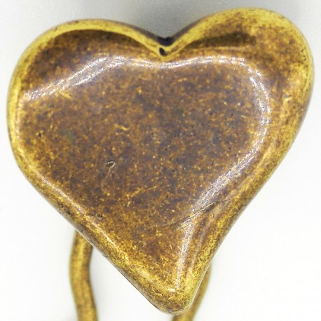 Barrette métal coeur dore vieilli